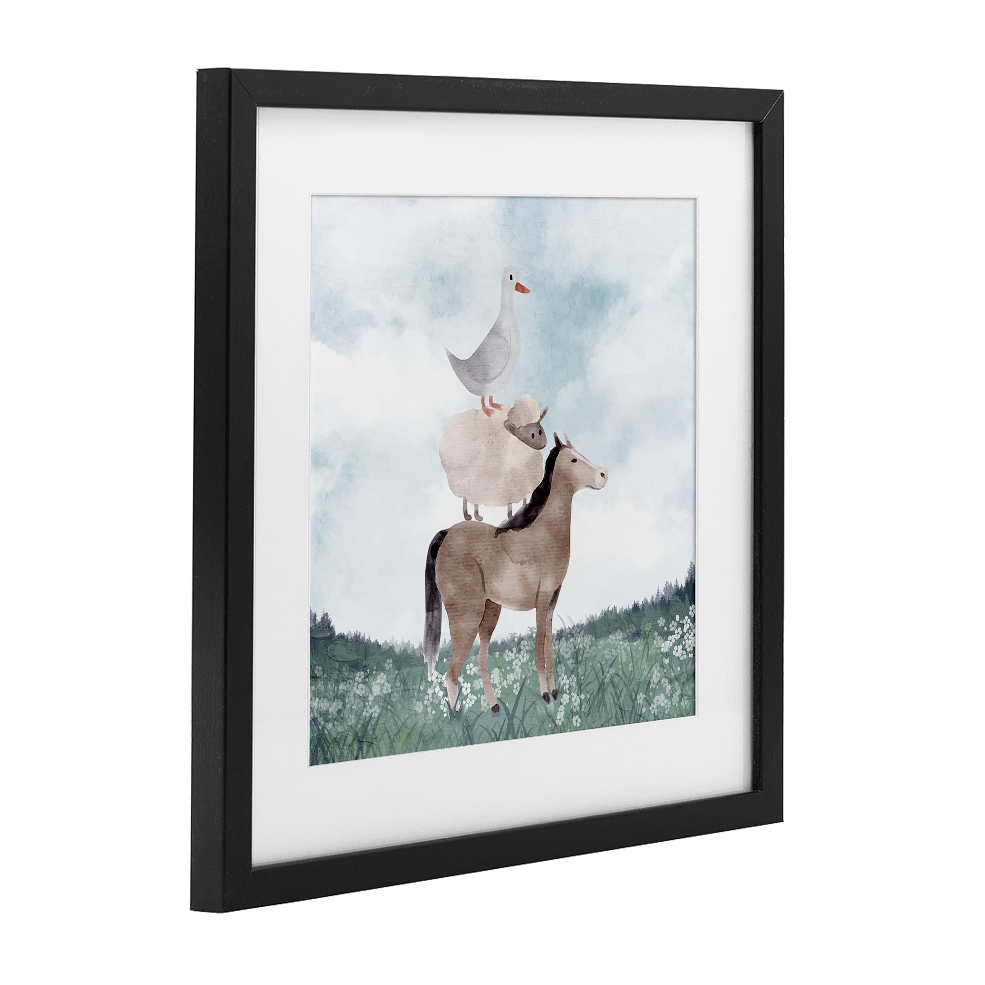 Stupell Industries Muted Blue Sky Farm Black Framed Print Under Glass, design by Kim Allen