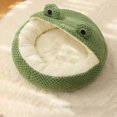 thumbnail image 1 of Pet Nest Winter Warm Dog Den Cat Villa Plush Pets Mattress Small Frog Shape Semi Enclosed Kitten Puppy House Pet Sleep Supplies ShopWise Round, 1 of 9