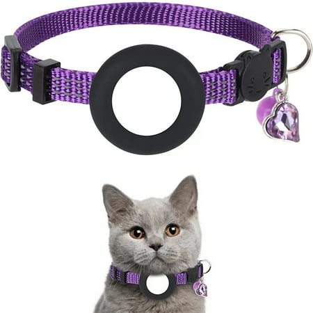 GoodTool Airtag Pet Collar with Bells Airtag Reflective Collar, Removable Safety Buckle Pet Collar Holder, Adjustable Collar Size, Fits Most Puppies, Kittens and Small Pets