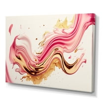 Designart Bold Pink And Gold Flow Art IV Canvas Wall Art