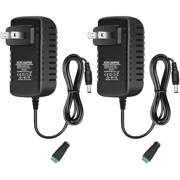 xixishop 12V 2A LED Power Supply, 24W AC Adapter, 100-240V AC to 12V DC Transformer, 12 Volt Power Supply for LED Strip Lights, Wall Plug Adapter with 5.5/2.1 DC Female Connector (2 Pack)