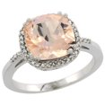 thumbnail image 1 of 10K White Gold Diamond Natural Morganite Ring Cushion-cut 9x9mm, size 5, 1 of 4