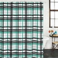thumbnail image 3 of Teal Black Plaid Waterproof Fabric Shower Curtain,Farmhouse Teal Black Checkered Waterproof Fabric Shower Curtain for Bathroom Curtains Bathtubs Hotel Shower Curtains with 12 Hooks Standard 66x72, 3 of 8