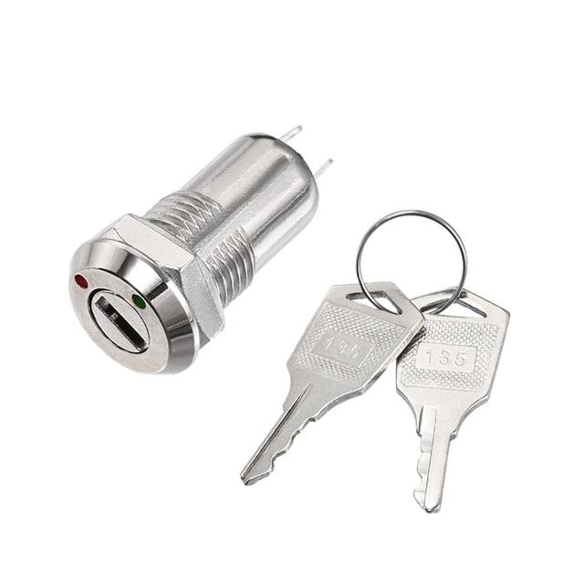 1Pcs, Interruptor de botón pulsador de bloqueo por llave de 12 mm y 2 posiciones con llaves NO-OFF