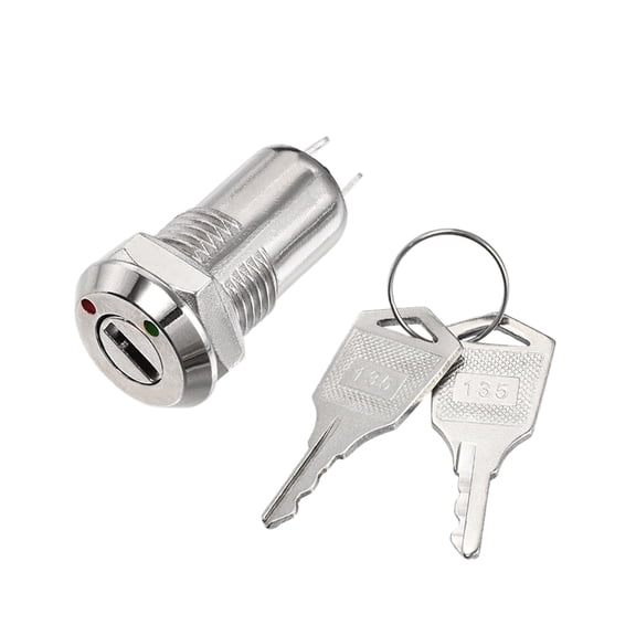 12mm 2 Positions Key Locking Push Button Switch With Keys NO-OFF 1pcs