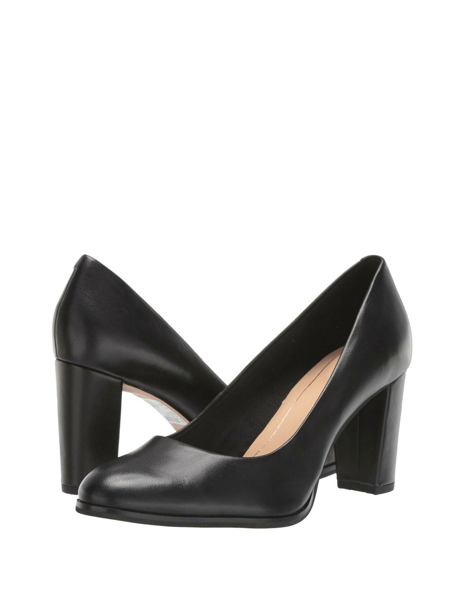 Women/'s Shoes Clarks KAYLIN CARA Leather Work Pump Block Heel 45688 Black Smooth
