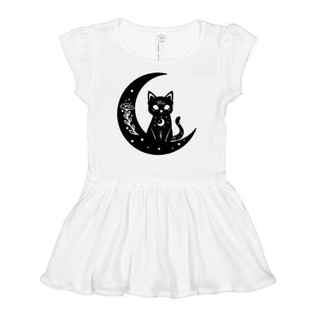

Inktastic Cat on Crescent Moon with Leaves and Stars Gift Baby Girl Dress