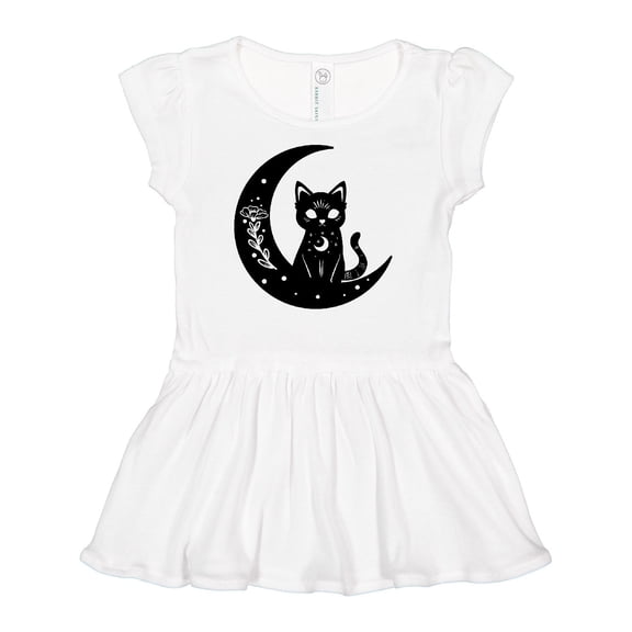Inktastic Cat on Crescent Moon with Leaves and Stars Girls Baby Dress