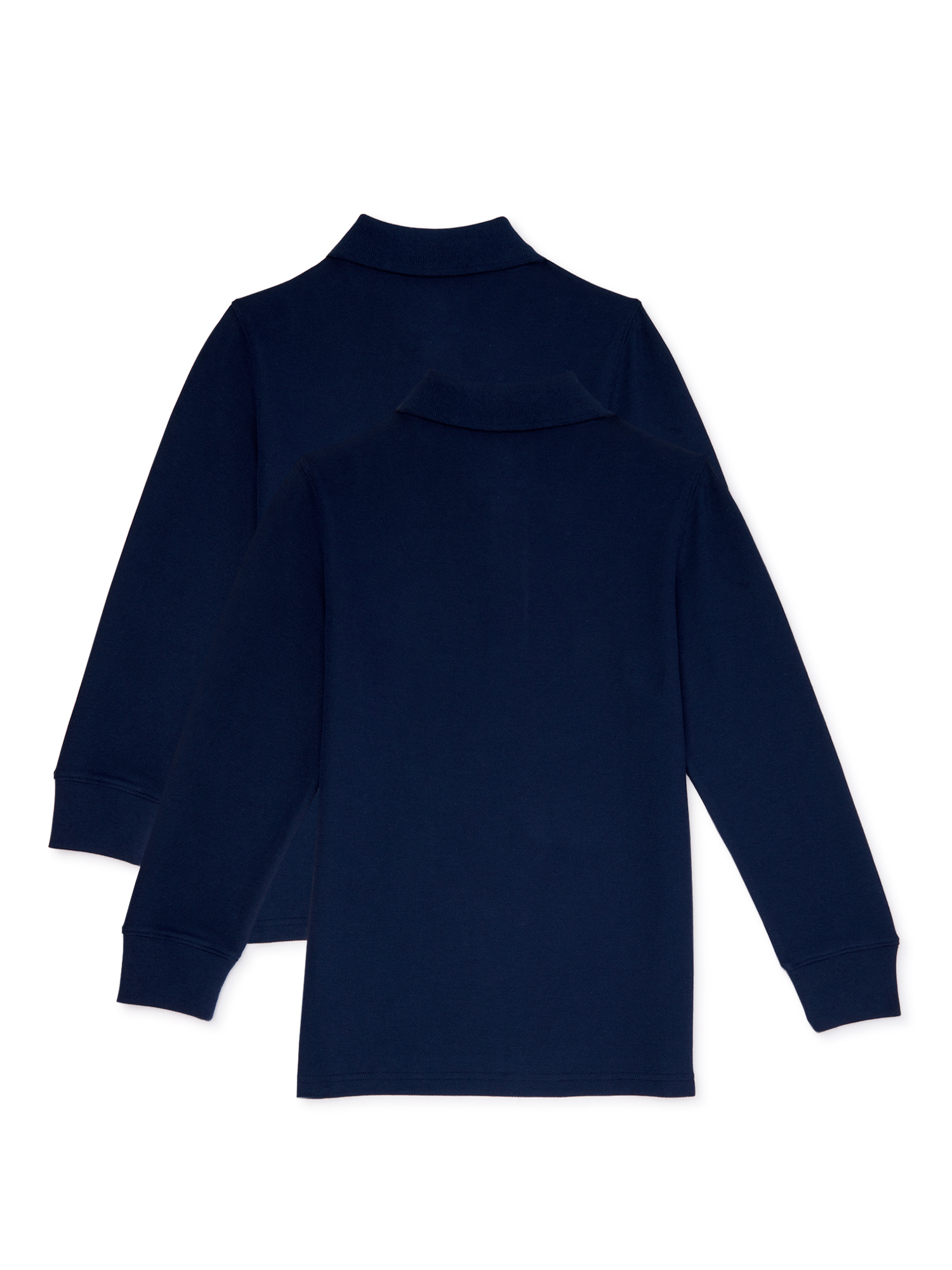 Wonder Nation Boys Husky School Uniform Long Sleeve Pique Polo Shirt, 2-Pack Value Bundle, Sizes 8-18 - image 2 of 3