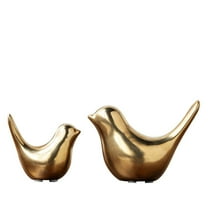 Home decor accents Golden Ceramic Bird Figurine - Modern Home Decor Accents for Living Room or Shelf, M & L