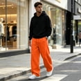 thumbnail image 7 of TQWQT Men's Loose Fit Sweatpants Drawstring Elastic Waist Casual Joggers Streetwear Oversized Wide Leg Pants With Pockets Solid Color Lounge Trousers Athletic Running Bottoms, 7 of 7