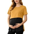 thumbnail image 3 of Bovxnpu Womens Maternity Shirts Maternity Nursing Short Sleeve Striped Colorblock Top Sleepwear, 3 of 9