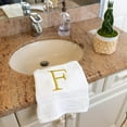 thumbnail image 6 of Monogrammed Hand Towels for Bathroom - Luxury Hotel Quality Personalized Initial Decorative Embroidered Bath Towel for Powder Room, Spa - GOTS Organic Certified - Set of 2 Gold Letter F, 6 of 7