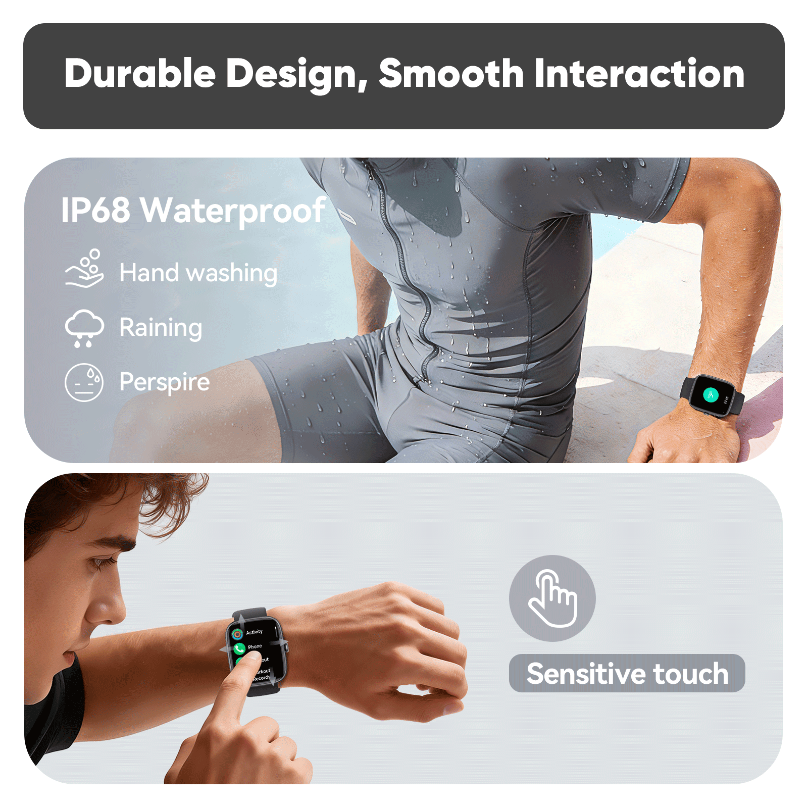 Smart Watches for Men Women (Answer/Make Calls), 1.83" Touchscreen Fitness Watch with 110+ Sport Modes, Fitness Tracker, IP68 Waterproof Smartwatch for Android Ios Black