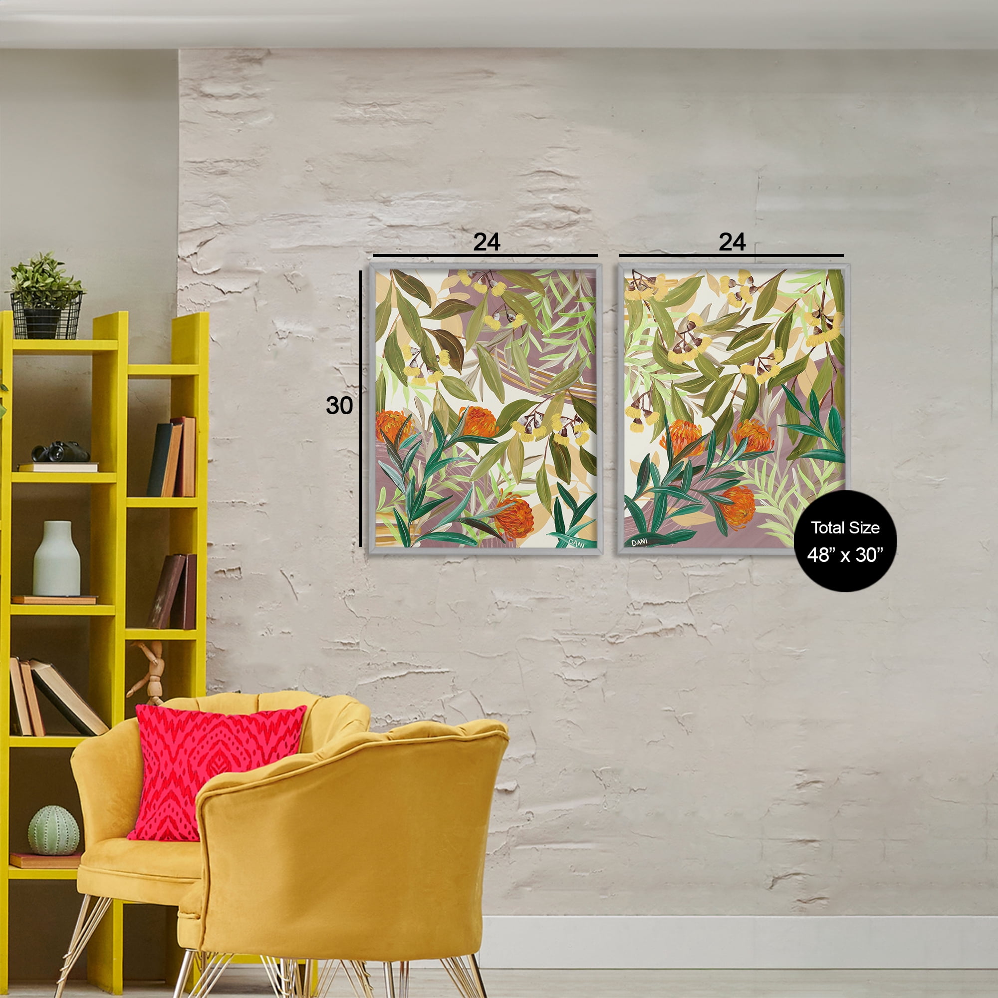 Stupell Industries Walk With Me Botanicals 2 Piece Gray Framed Giclee Art Set, design by Dani Heyward