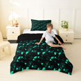 thumbnail image 3 of Manfei 3D Triangle Twin Comforter Sets, Geometric Black Cyan Bedding Set, Black Reversible 2 Pieces, 1 Comforter and 1 Pillowcase, 3 of 6