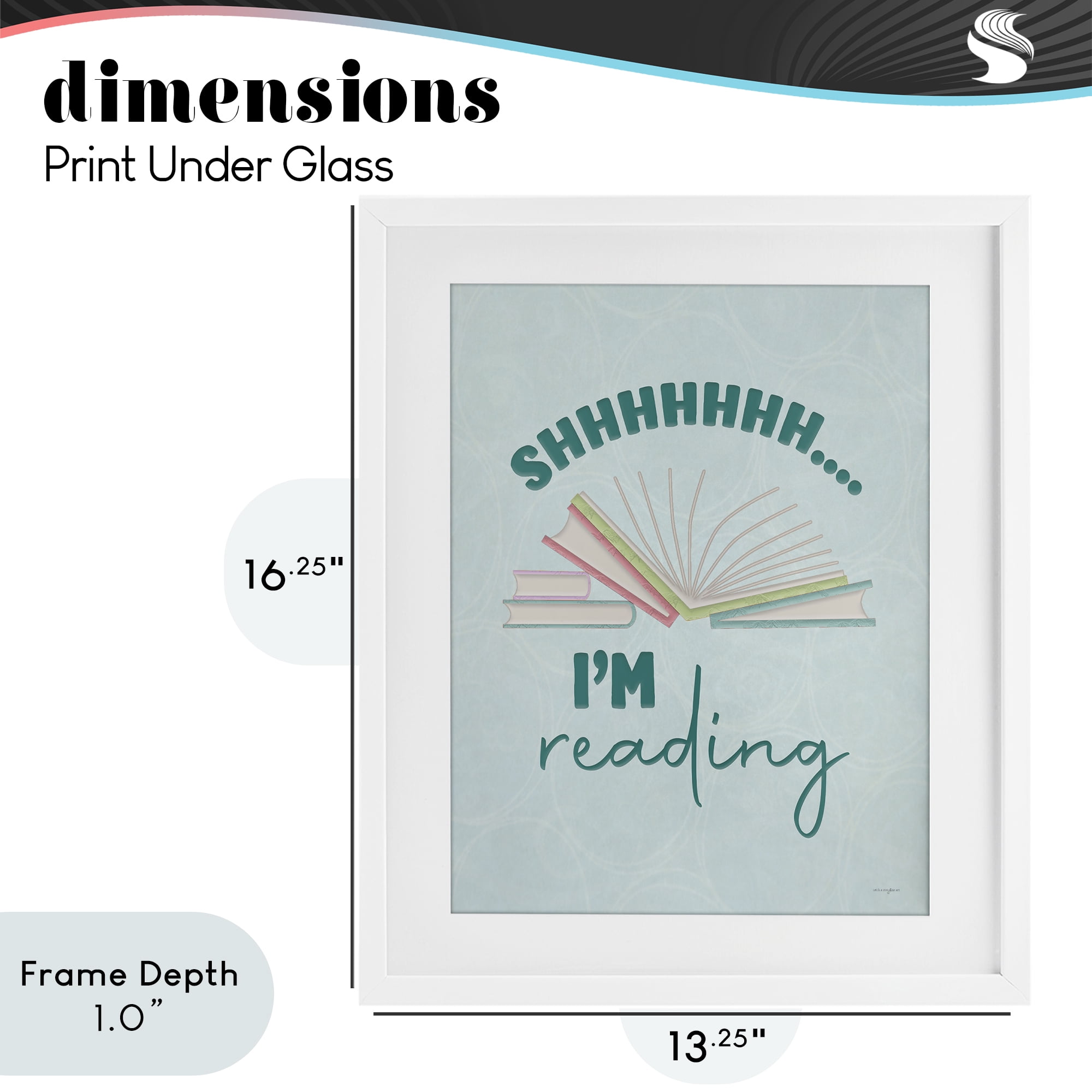Stupell Industries Shhh I'm Reading White Framed Print Under Glass, design by Seven Trees Design