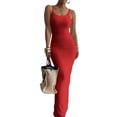 thumbnail image 6 of Women Summer Long Dress Casual Slip Sexy Slim Sleeveless Bodycon Maxi Dresses for Women Red L, 6 of 7