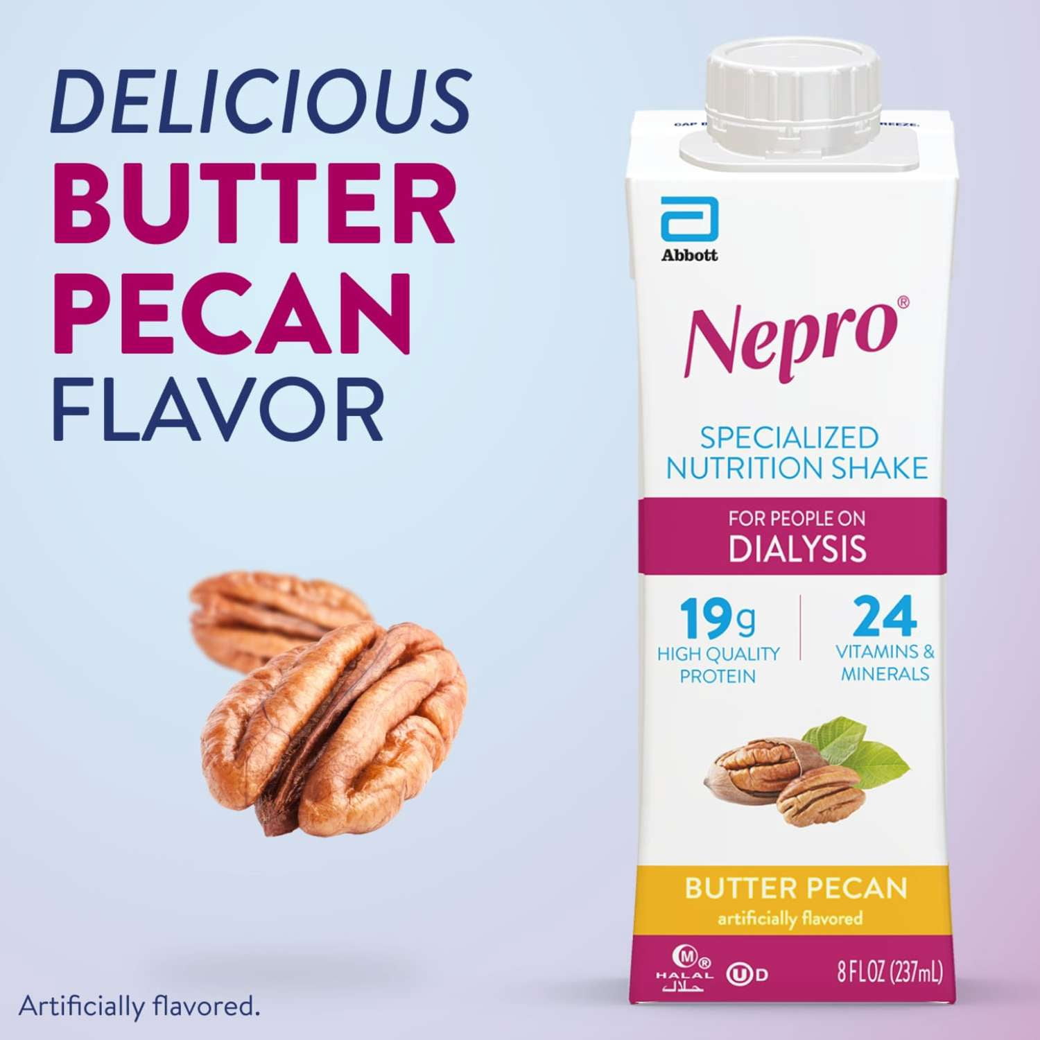 Nepro Nutrition Shake for People on Dialysis, Butter Pecan, 8 fl oz, Pack of 24