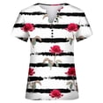 thumbnail image 4 of casual tops for women Women's Fashion Spring/Summer Leisure And Comfortable V Neck Short Sleeve Multi Button Art Print Top 2 peplum tops for women dressy, 4 of 4