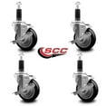 thumbnail image 2 of 4 Inch Black Poly Swivel 1-1/8 Inch Expanding Stem Caster Set with Brake SCC, 2 of 2