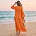 thumbnail image 5 of CIENVNSTG Summer Dresses for Women 2026 Vacation Long Sleeve Maxi Dress V Neck Button Down Flowy Tiered Ruffle Shirt Dress Summer Casual Long Dresses Red 2XL, 5 of 6