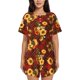 thumbnail image 1 of Fotbe Red Plaid Sunflower Conjunto de Pijama Estampado para Mujer, 2 Piezas, Ropa de Dormir con Camiseta de Manga Corta y Shorts Suaves-Medium, 1 of 6