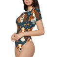thumbnail image 2 of The Xecao Cute Puppy Women's Crew Neck Body Suit, a short-sleeved bodysuit and basic swimsuit, both comfort and style for dating and daily life, 2 of 9