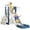 Blue, variant on 6 in 1 Kids Indoor Slide for Toddlers 1-3,Grey,Baby Slide for Indoor Outdoor with Basketball Hoop and Telescope,L Shaped Slide