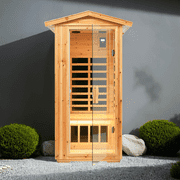 1Person Outdoor Far Infrared Sauna Room Old Fir Wood Saunas 1560W