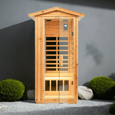 1Person Outdoor Far Infrared Sauna Room Old Fir Wood Saunas 1560W