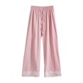 thumbnail image 4 of DHFJKG Flowy Wide Leg Pants For Women Lace Trim Palazzo Drawstring Elastic Waist Pants With Pockets Summer Beach Vacation Clothes Versatile Trousers, 4 of 4