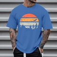 thumbnail image 2 of Rggeeun Men'S T-Shirt Cartoon Elegant Sunset Print Short Sleeve Crew Neck Knit Breathable Relaxed Fit For Daily Wear Classic Tee,Blue,L, 2 of 4