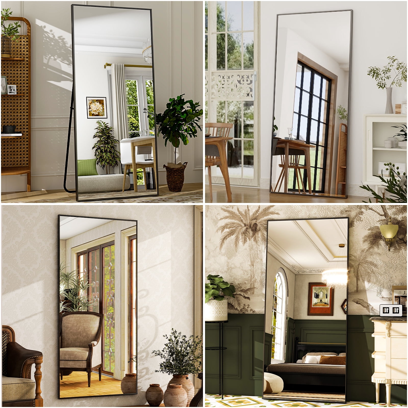 Mirstory 71"x26" Floor Mirror Rectangle Full Length Standing Body Dressing Mirror, Black