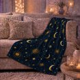 thumbnail image 6 of Celestial Sun Moon Stargazing Theme Navy Night Sky, Peaceful Mountain Lake Scene, Warm Flannel Blanket for Cabin and Lodge, Outdoor Lovers Camping Gift, Rustic Home Decor, 6 of 9