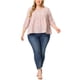 thumbnail image 2 of Blusa Babydoll de Talla Grande para Mujer Agnes Orinda con Cuello Cuadrado y Manga 3/4 en Color Rosa 4X, 2 of 6