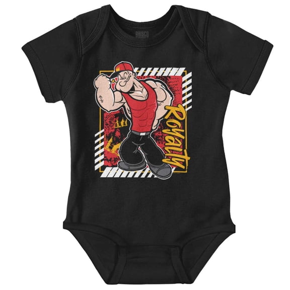 Urban Popeye Royalty Muscle Cartoon Romper Boys or Girls Infant Baby Brisco Brands NB
