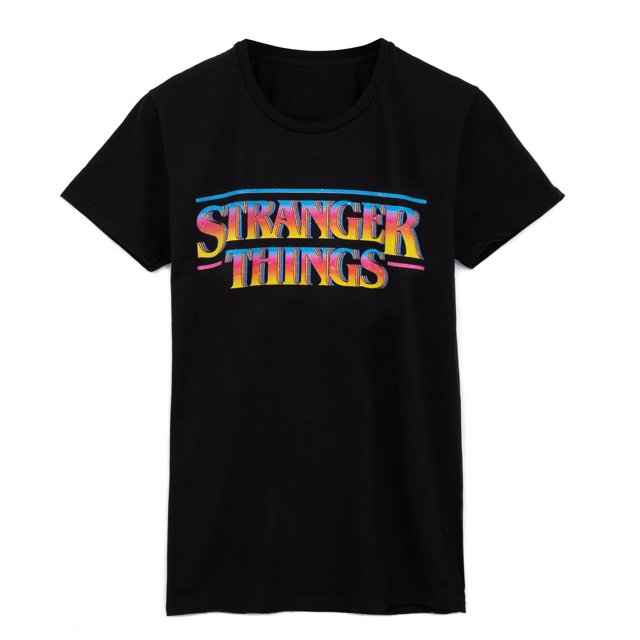 Stranger Things - Camiseta Logotipo Retro para Adultos Unisex (Negro)
