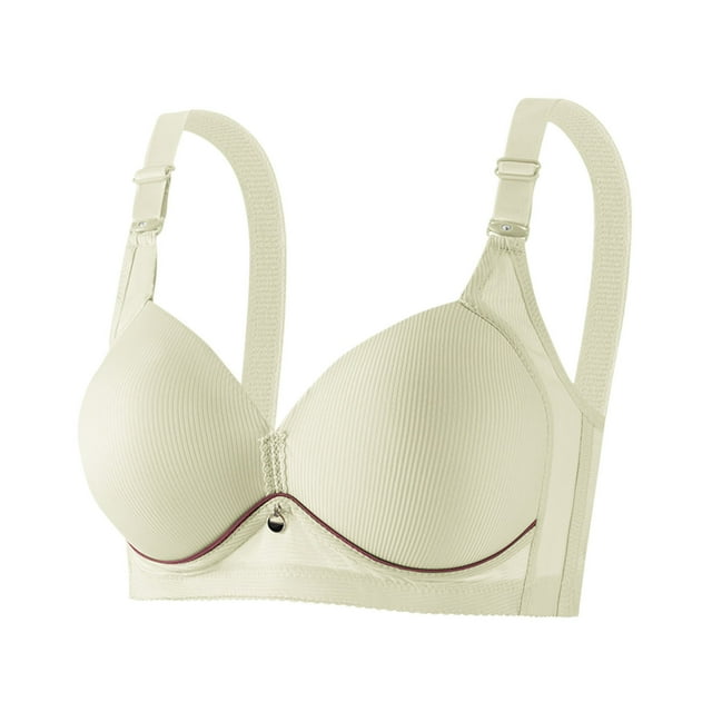 Kabnic Wireless Plus Size Bras, Full Coverage Bras, Women's Solid Color Seamless Nude Lifting Soft Support Bra For Women Everyday Bras