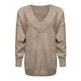 thumbnail image 5 of WTXUE Women's V Neck Long Sleeve Knit Loose Oversized Pullover Sweater Top Soft Business Casual Sweaters Tunic Sweaters Fall Outfits Comfy Plus Size Sweaters Beige 3Xl, 5 of 5