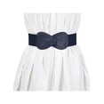 thumbnail image 6 of INSPIRE CHIC Women's Elastic Waist Belt Interlock 8-shaped Faux Leather Stretchy Dress Belts 85cm/33.5" Yellow & Navy Blue, 6 of 7