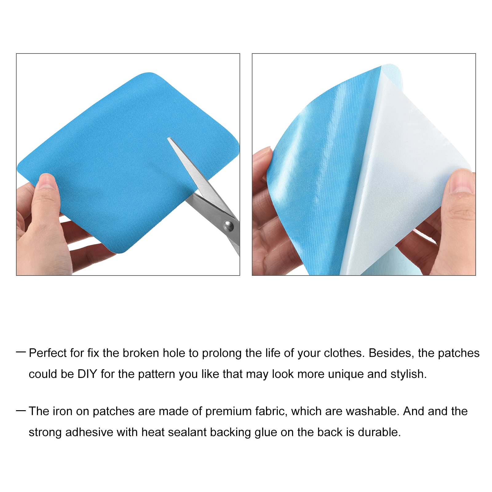 Unique Bargains Fabric Patch Iron-on Patches for Hole Repairing and Decoration Sky Blue