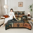 thumbnail image 5 of Feelyou 3D Wildlife Bear Bedding Comforter Set for Men, Vintage Countryside Cabin Twin Comforter Sets, Patchwork Plaid Reversible Bedding Set, Breathable Home Decor, 2-Piece, 5 of 9