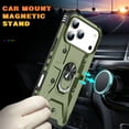 thumbnail image 2 of ELEHOLD Heavy Duty Rugged Case for iPhone 17 Pro Max,360° Ring Holder Kickstand Anti-Slip Work with Magnetic Car Mount Shockproof Protective Case,Armygreen, 2 of 8