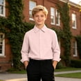 thumbnail image 2 of JAJAHO Tween Dress Shirts Boys And Girls Plain Long Sleeve Button Down Shirts, Sizes 9-16Y, 2 of 7