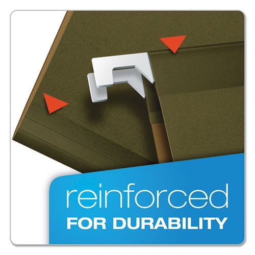"Extra Capacity Reinforced Hanging File Folders with Box Bottom, 4"" Capacity, Letter Size, 1/5-Cut Tabs, Green, 25/Box | Bundle of 2 Boxes"