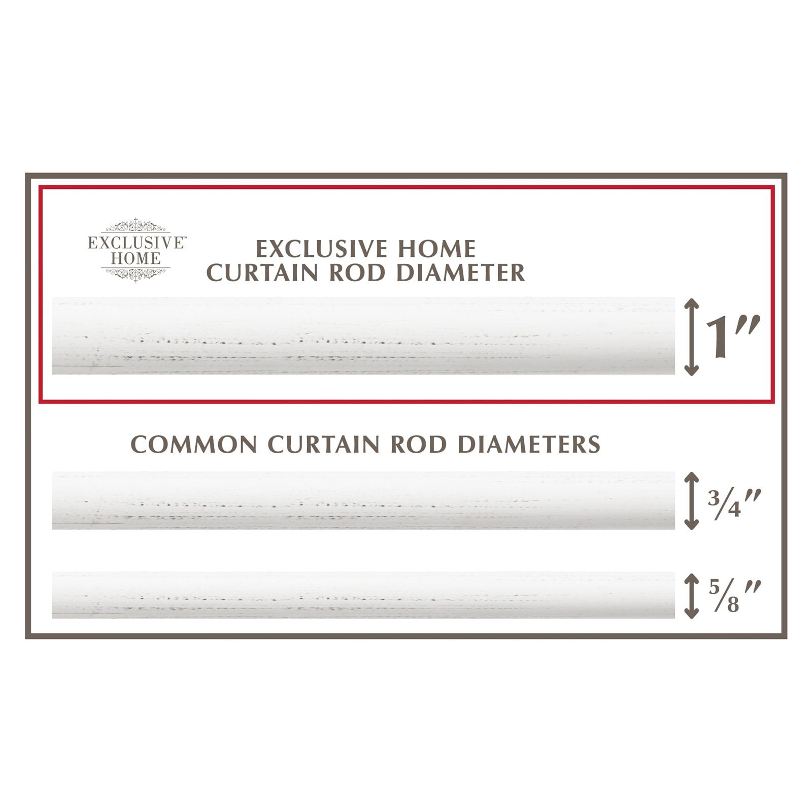 EXCLUSIVE HOME Napoleon 1" Curtain Rod and Finial Set, Matte Silver, Adjustable 84"-160"