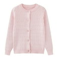 thumbnail image 2 of Mercatoo Kids Girl's Basic Solid Long Sleeve Cable Knit Sweater Cardigan Cotton Crewneck Button Down Sweater Jacket Outerwear, 2 of 7