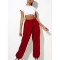 thumbnail image 4 of Baberdicy Lady Long Pants Women's Thin High Waisted Loose Sweatpants Comfortable High Waisted Jogging Pants with Pockets Casual Sweatpants Sweatpants Women Red S-3Xl, 4 of 6