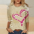 thumbnail image 2 of Wycnly Valentines Day Shirts Women 3/4 Sleeve Shirts for Women Valentines Day Trendy Heart Graphics Print Pullover Spring Lightweight Ladies Crewneck Blouses Tops Weekly, 2 of 5